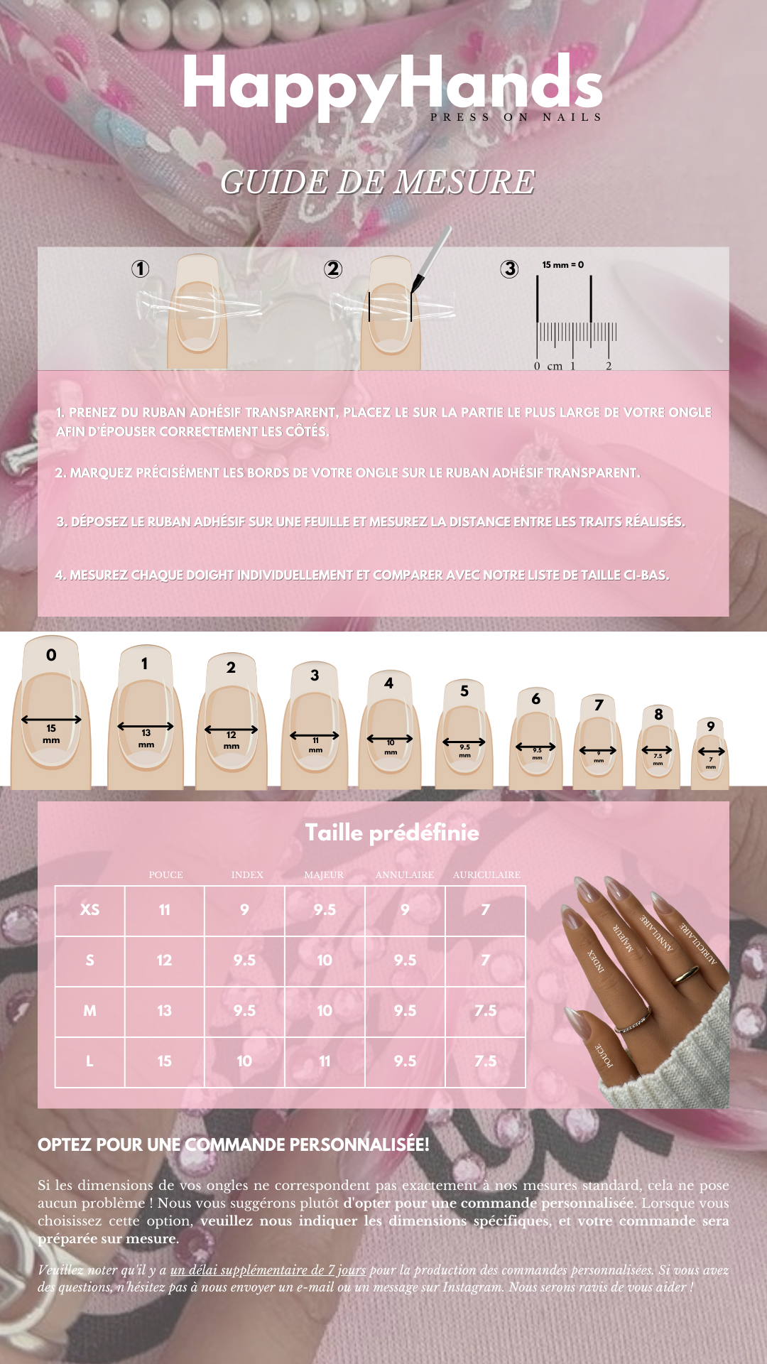 Guide des tailles, de la marque Happy Hands